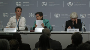 Pressekonferenz nach UN-Klimaverhandlungen in Bonn (Bild: Screenshot/Stream UNFCC)