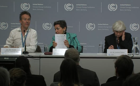 Pressekonferenz nach UN-Klimaverhandlungen in Bonn (Bild: Screenshot/Stream UNFCC)