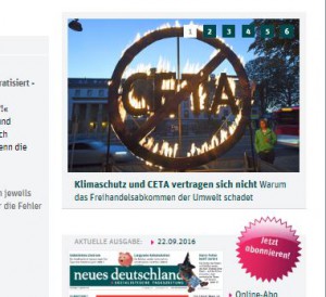 Klimaschutz und CETA, das passt nicht (Foto: ND/Screenshot)