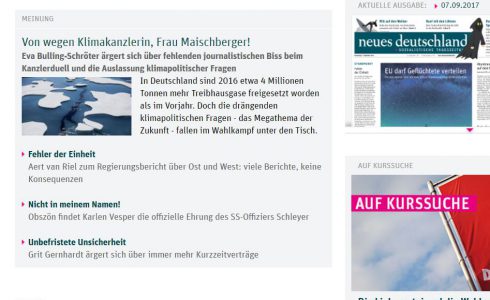 Alle zwei Wochen schreibt Eva im Neuen Deutschland. (Foto: Screenshot/ND)